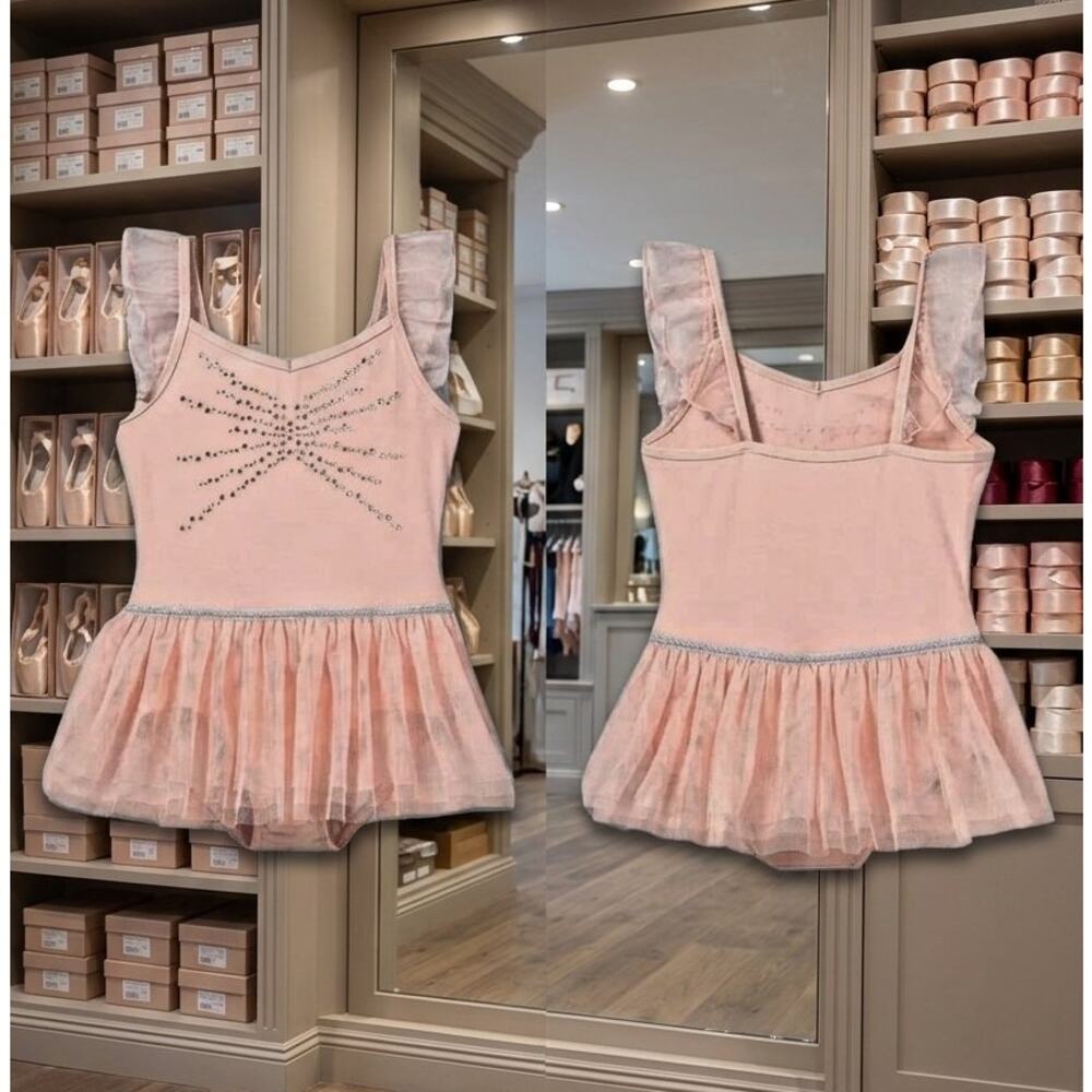 Cat & Jack Pink Cami Flutter Sleeve Leotard Girls Size XS 4-5 New!